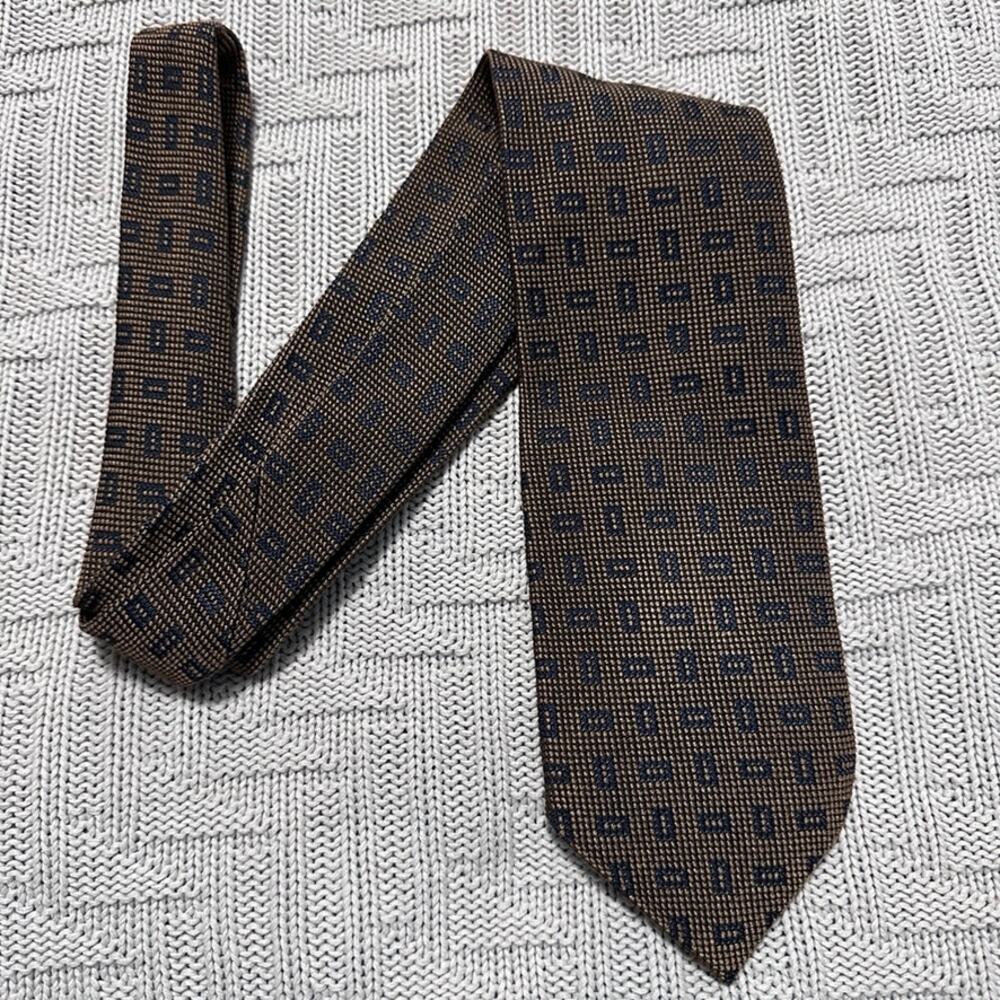 Ermenegildo Zegna gold bronze geometric print textured silk tie